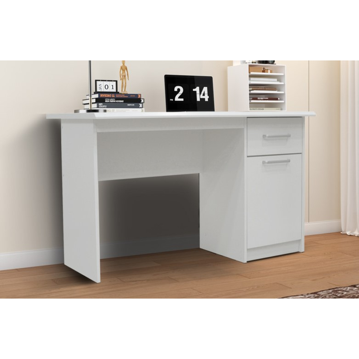 Interiax Bureau Jaxx - Wit, 1 Schuif 1 Deur, MDF