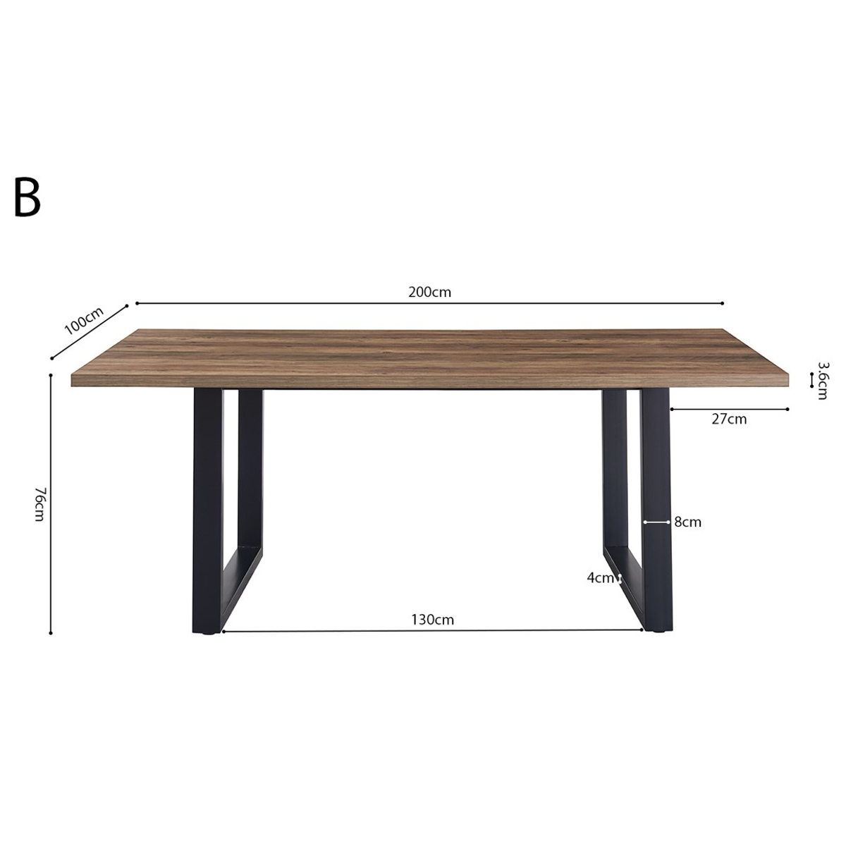 Interiax Eettafel 'Oliver' 200 cm Decor Mango