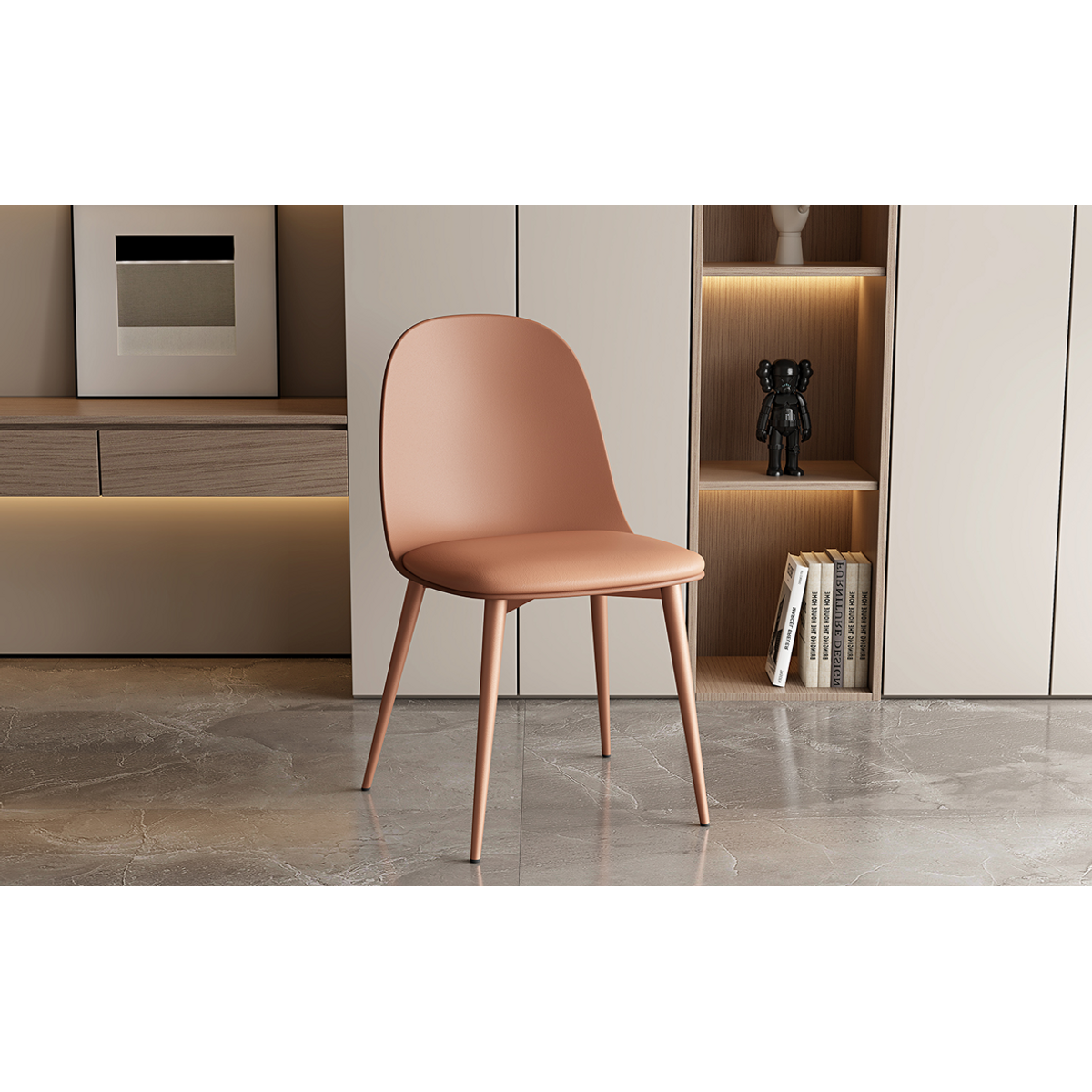 Interiax Chaise de salle à manger FÃ© Assise PP Coussin PU Terracotta