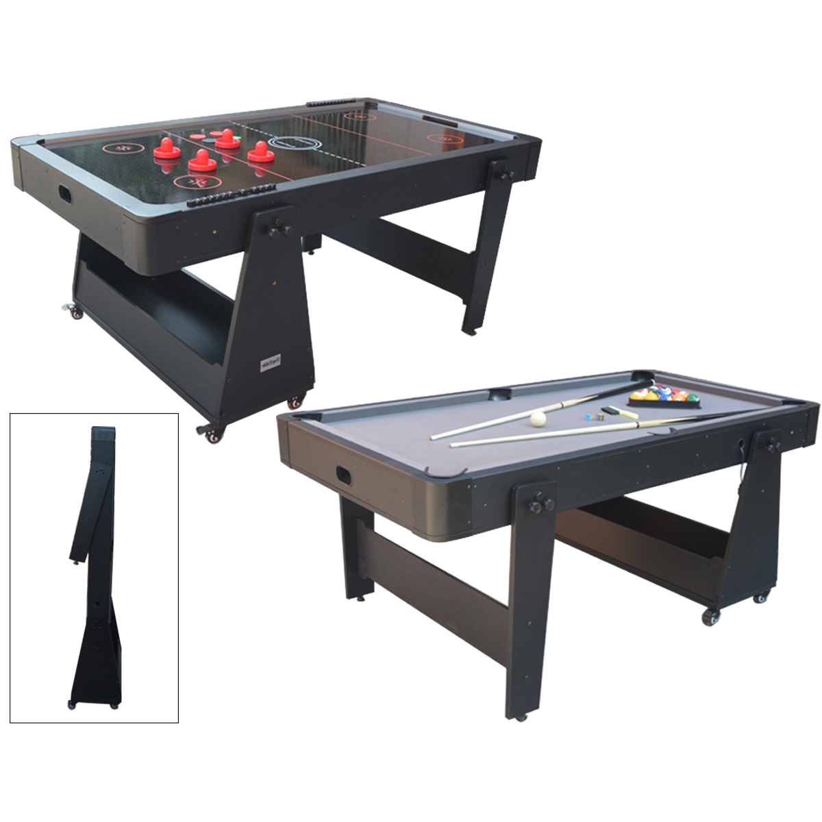 TopTable Airhockey/Pooltafel Twist 2-1 Max Grijs / Zwart